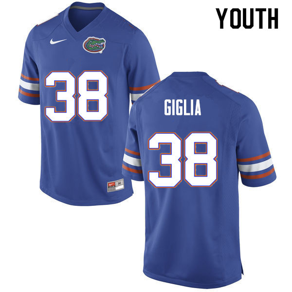 Youth #38 Anthony Giglia Florida Gators College Football Jerseys Sale-Blue